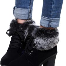 Aniywn Ankle Boots,Women Winter Chunky High Heels Boots Fall Combat Lace Up Booties Platform Shoes