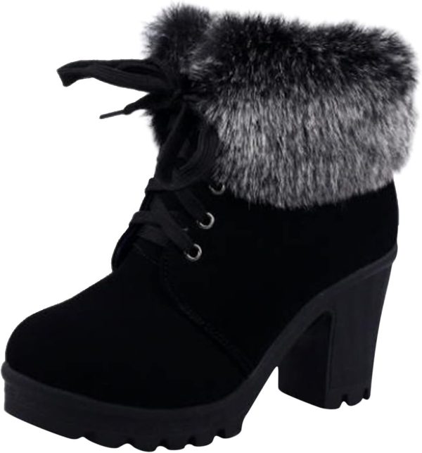 Aniywn Ankle Boots,Women Winter Chunky High Heels Boots Fall Combat Lace Up Booties Platform Shoes - Image 2
