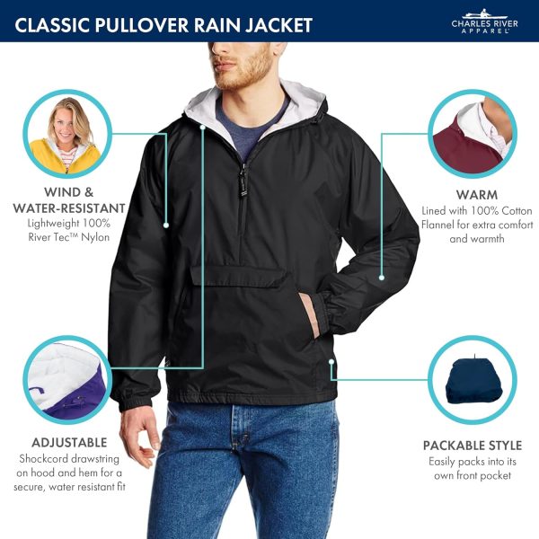 Charles River Wind & Water-resistant Pullover Rain Jacket (Reg/Ext Sizes) - Image 4