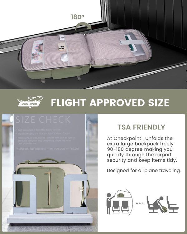40L Travel Backpack for Women & Men, Large Carry on Backpack for Airplanes with 3 Packing Cubes, TSA Personal Item Travel Bag fits 17" Laptop, Waterproof Weekender Essentials Airline Approved - Image 3