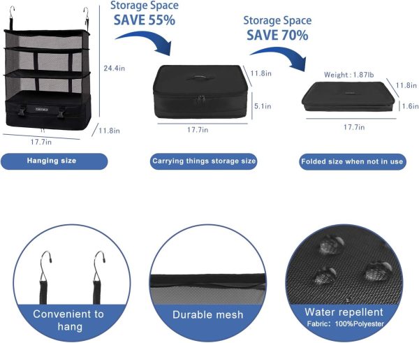 Portable Hanging Travel Shelves Bag Packing Cube Organizer Suitcase Storage Large Capacity - Image 3